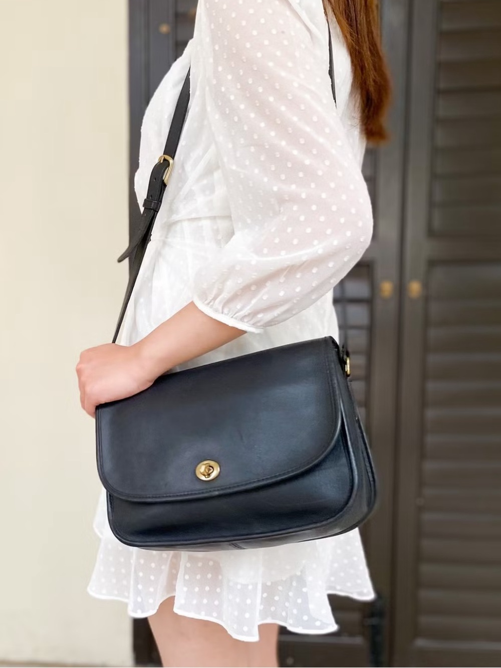 Vintage Coach Classic Leather Black City Bag Crossbody 9790 USA